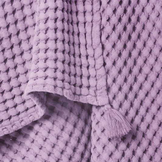 %100 Organik Pamuk Waffle Bebek Pike Örtü Lila