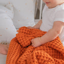 Waffle Turuncu %100 Organik Pamuk Tek Kişilik Pike 160 x 220 cm