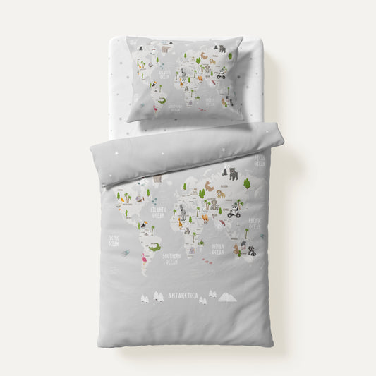 Atlas 100% Organic Cotton Satin Single Children's Duvet Cover Set