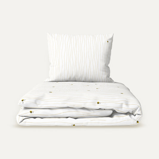 Happy Bee 100% Organic Cotton Satin Embroidered Baby Bedding Set