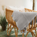 Waffle Gri %100 Organik Pamuk Bebek Pike 90 x 120 cm